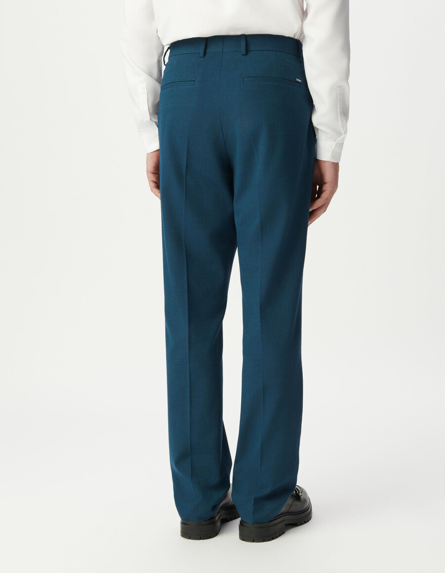 pantalón de traje azul semiliso para hombre