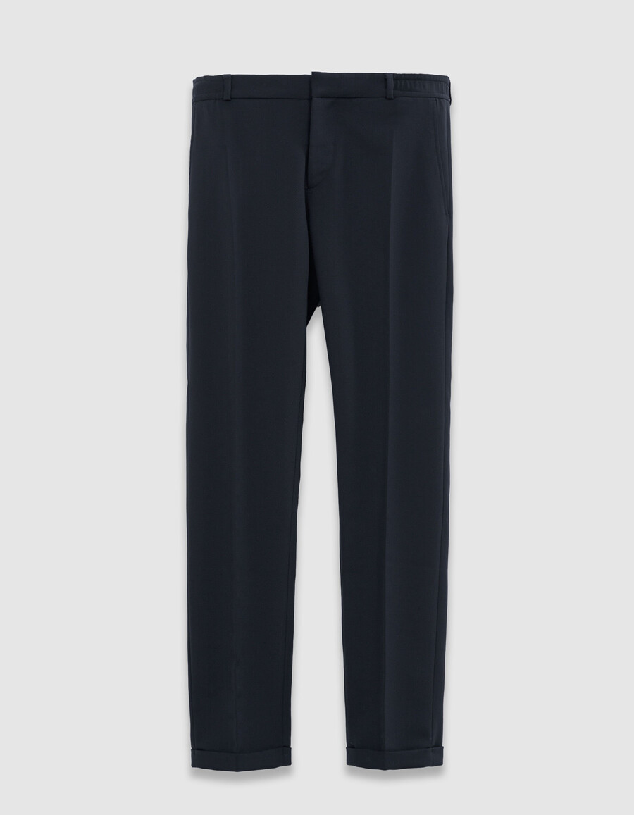 pantalones de traje azul marino para hombre con espalda elástica
