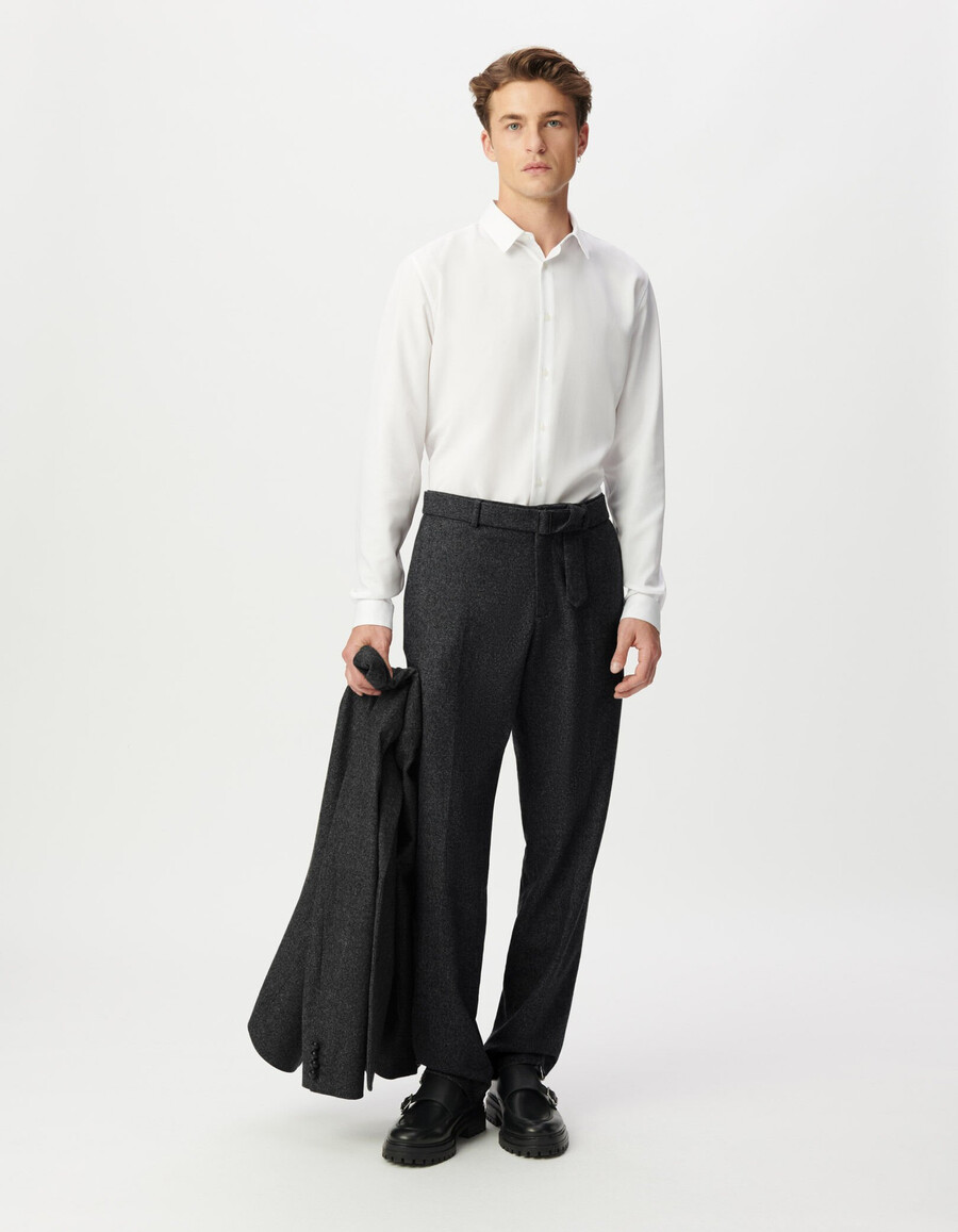 pantalones de traje de hombre con efecto tweed gris