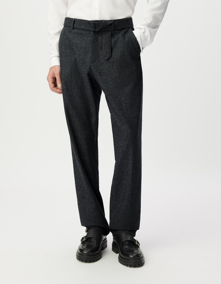 pantalones de traje de hombre con efecto tweed gris