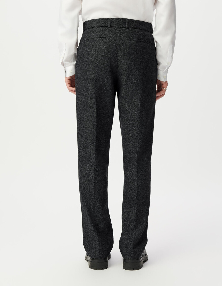 pantalones de traje de hombre con efecto tweed gris