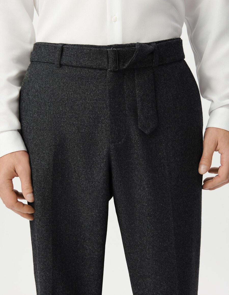 pantalones de traje de hombre con efecto tweed gris