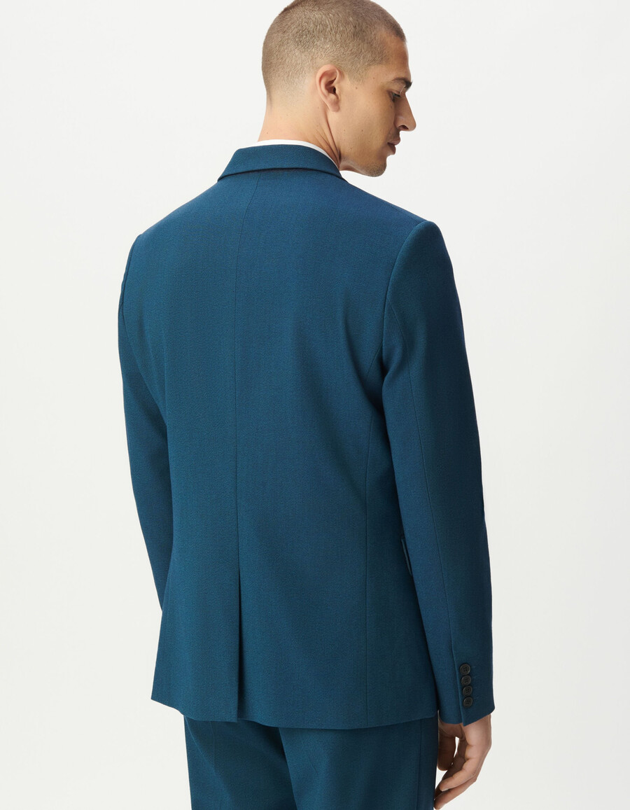 chaqueta de traje azul semi lisa para hombre