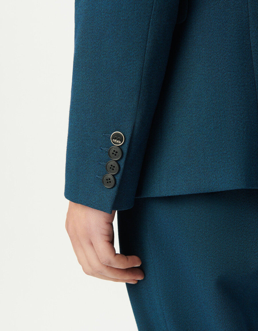 chaqueta de traje azul semi lisa para hombre