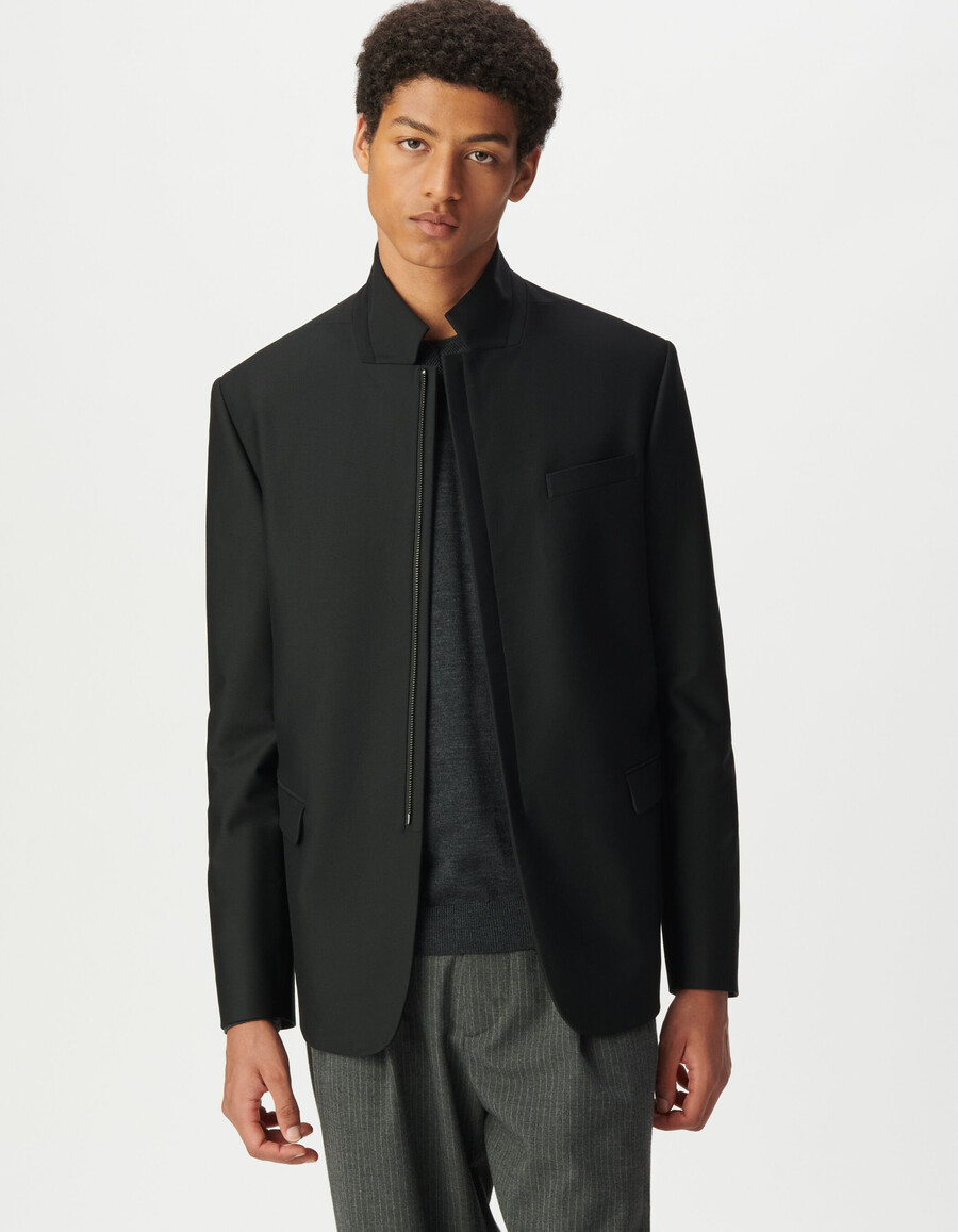 chaqueta de traje negra con cremallera ultra mobility para hombre