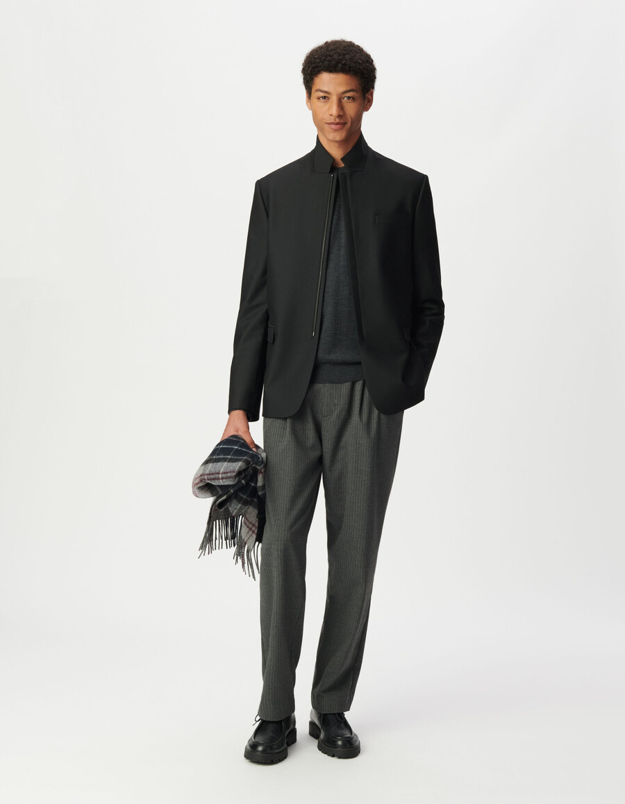 chaqueta de traje negra con cremallera ultra mobility para hombre