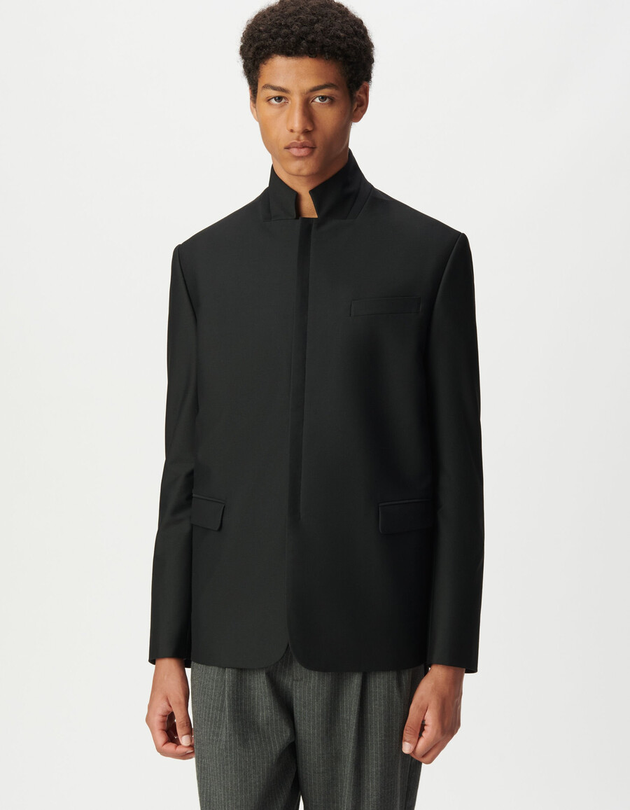 chaqueta de traje negra con cremallera ultra mobility para hombre