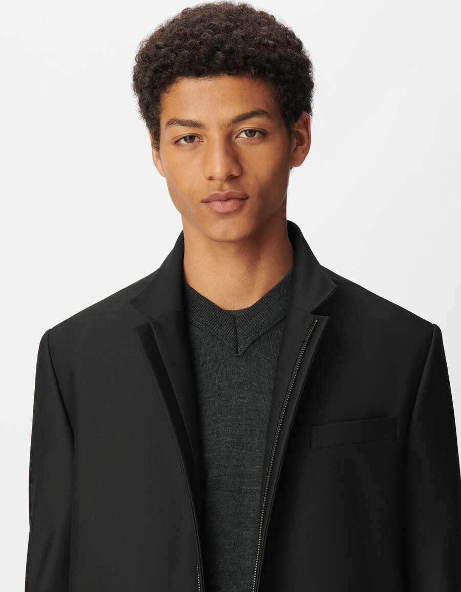 chaqueta de traje negra con cremallera ultra mobility para hombre