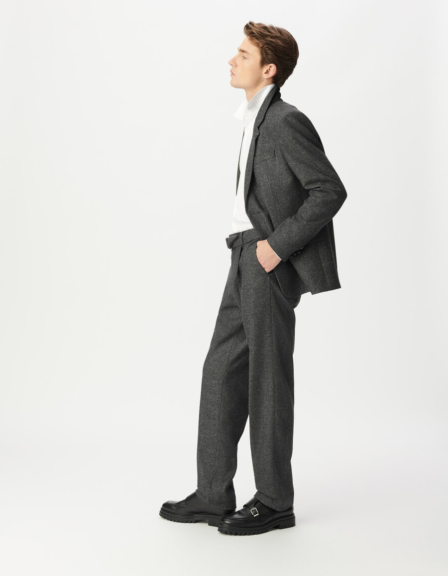 chaqueta de traje gris con efecto tweed para hombre