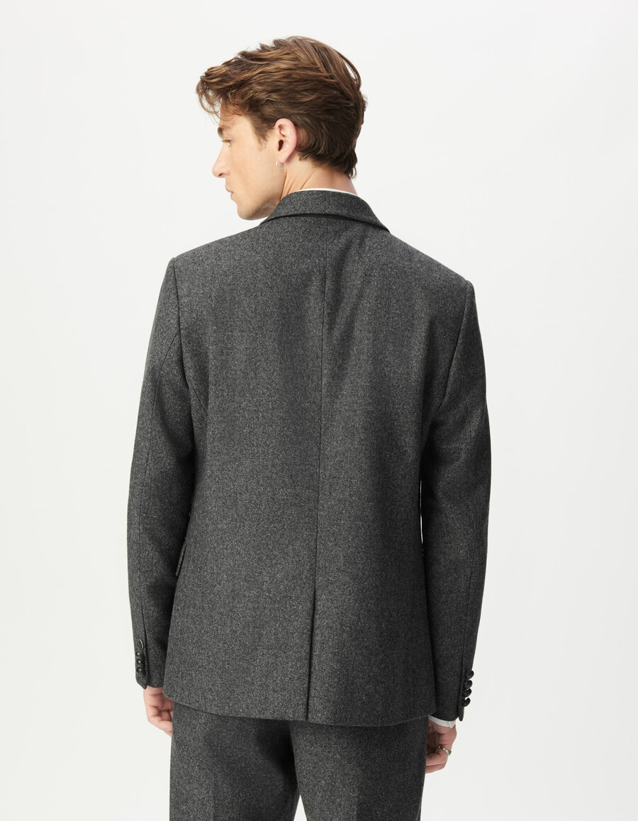 chaqueta de traje gris con efecto tweed para hombre
