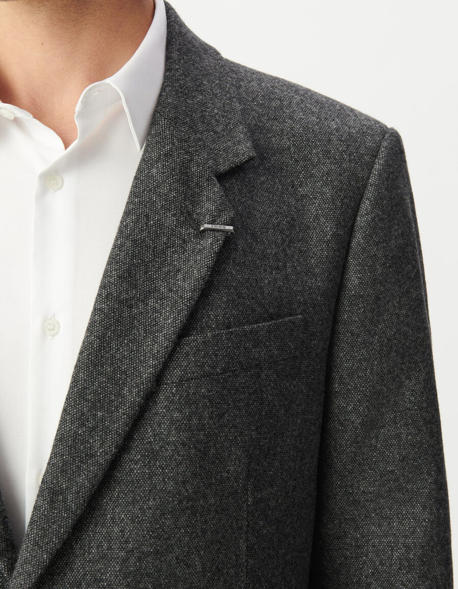 chaqueta de traje gris con efecto tweed para hombre