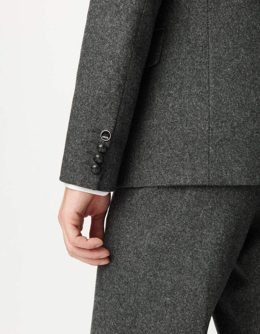 chaqueta de traje gris con efecto tweed para hombre