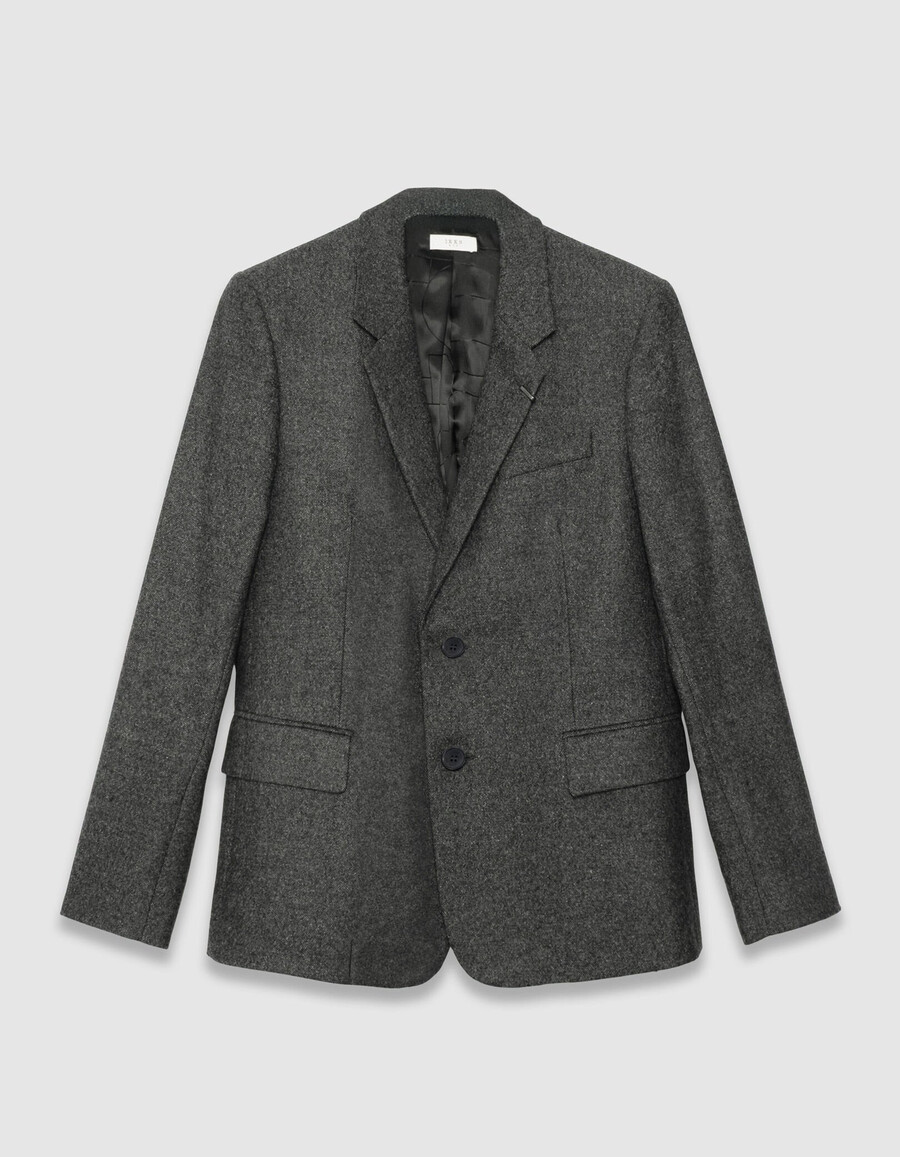 chaqueta de traje gris con efecto tweed para hombre