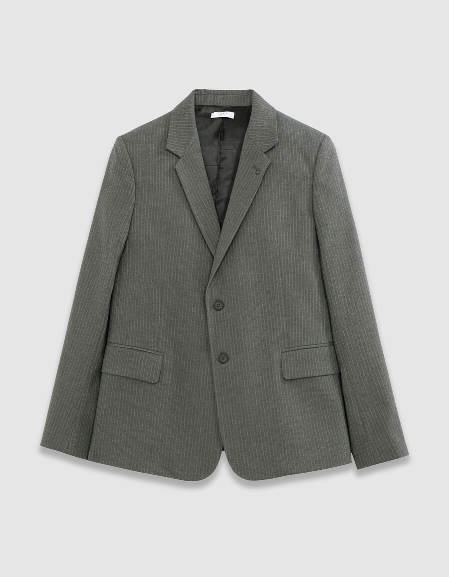 chaqueta de traje de raya diplomática gris para hombre