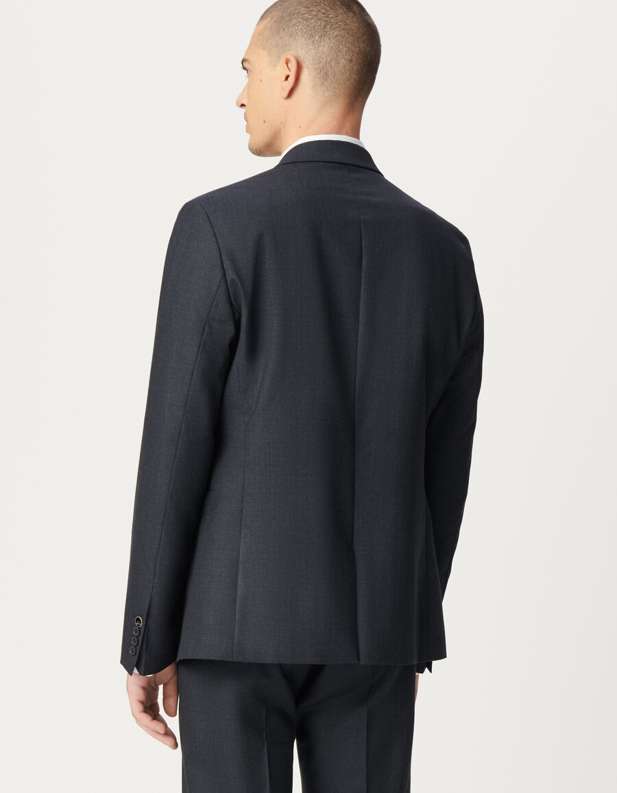 chaqueta de traje de lana pura azul marino para hombre