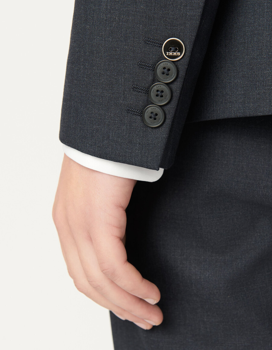 chaqueta de traje de lana pura azul marino para hombre