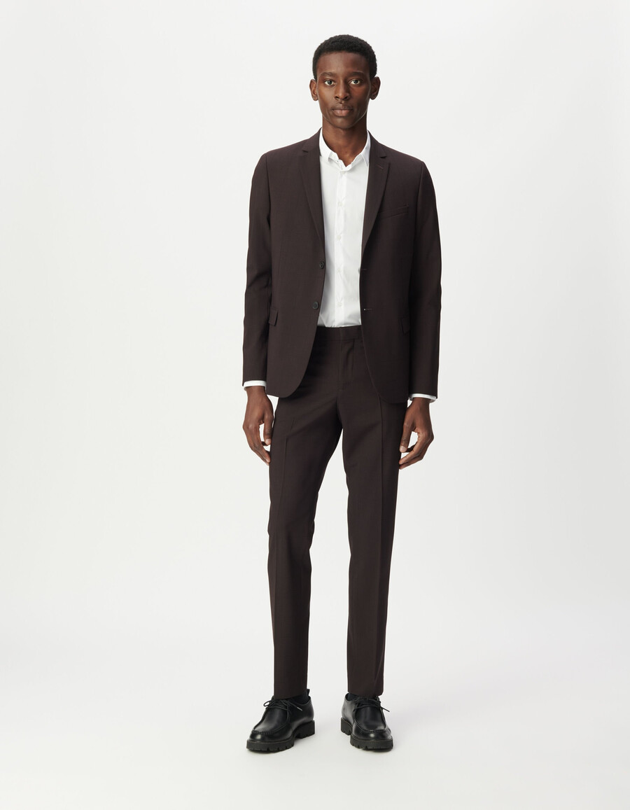 chaqueta de traje de viaje con cuadros color ciruela para hombre