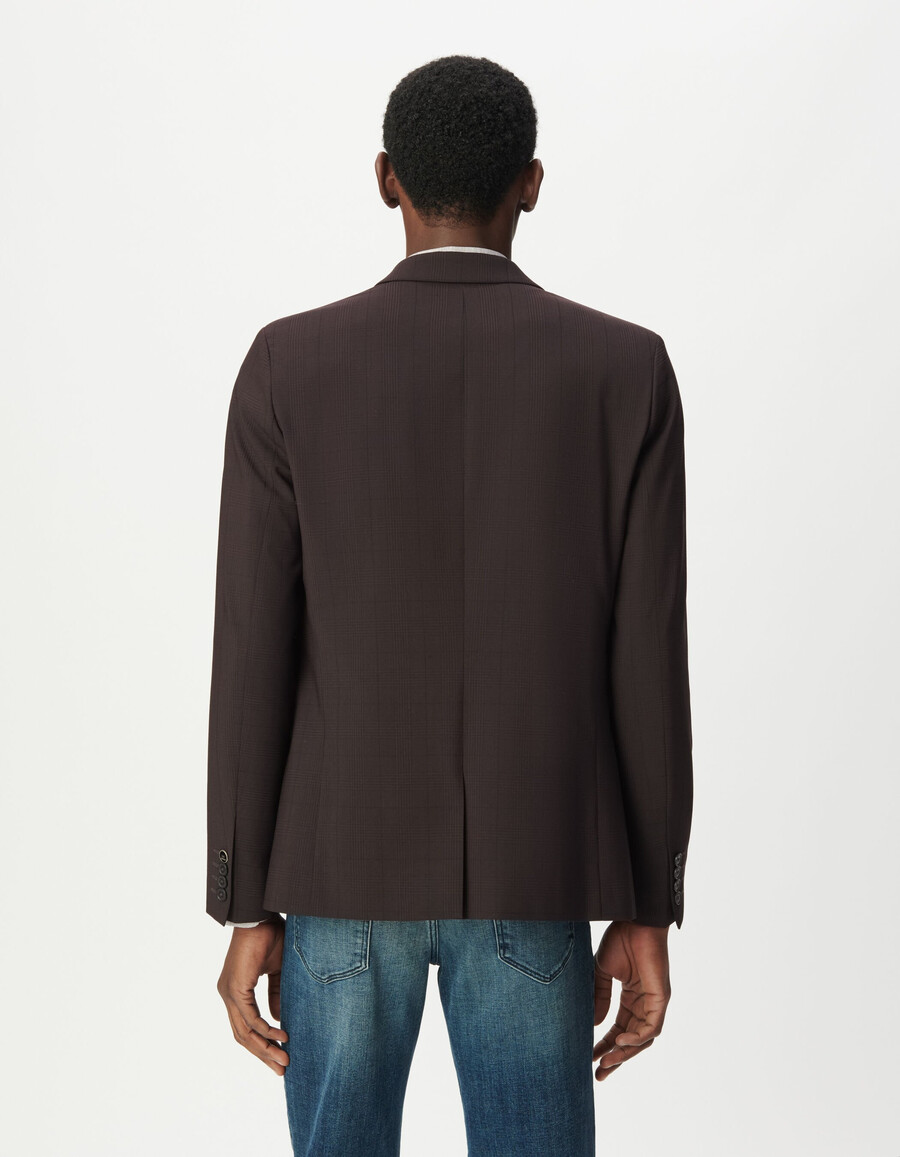 chaqueta de traje de viaje con cuadros color ciruela para hombre
