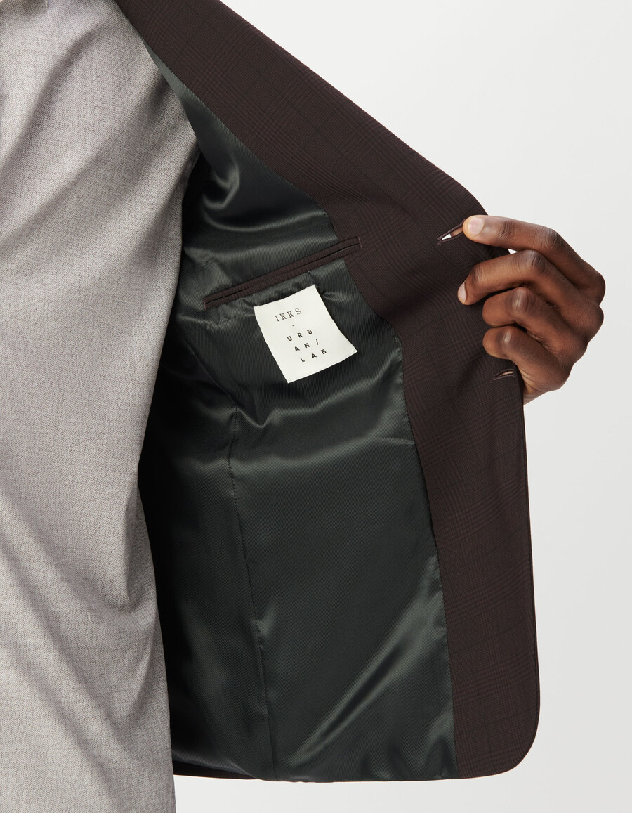 chaqueta de traje de viaje con cuadros color ciruela para hombre