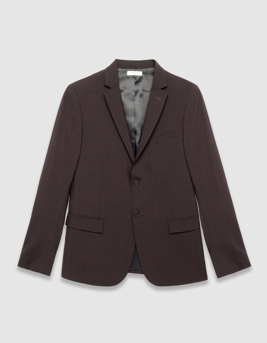 chaqueta de traje de viaje con cuadros color ciruela para hombre