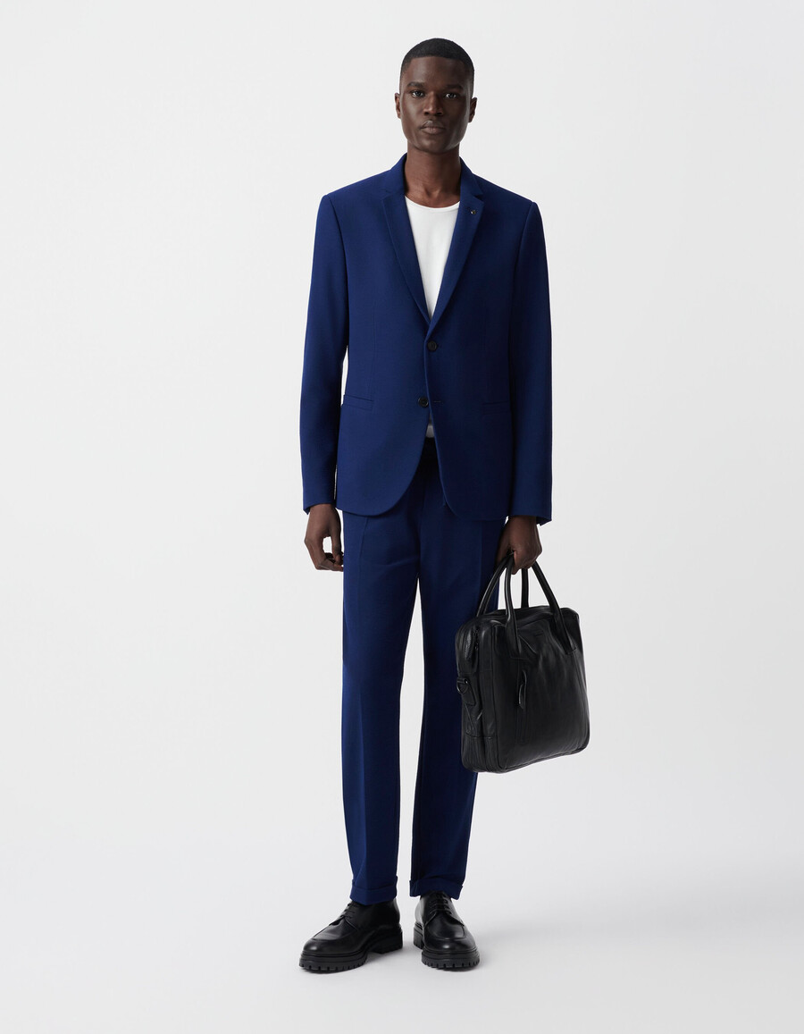 chaqueta de traje de seersucker índigo para hombre