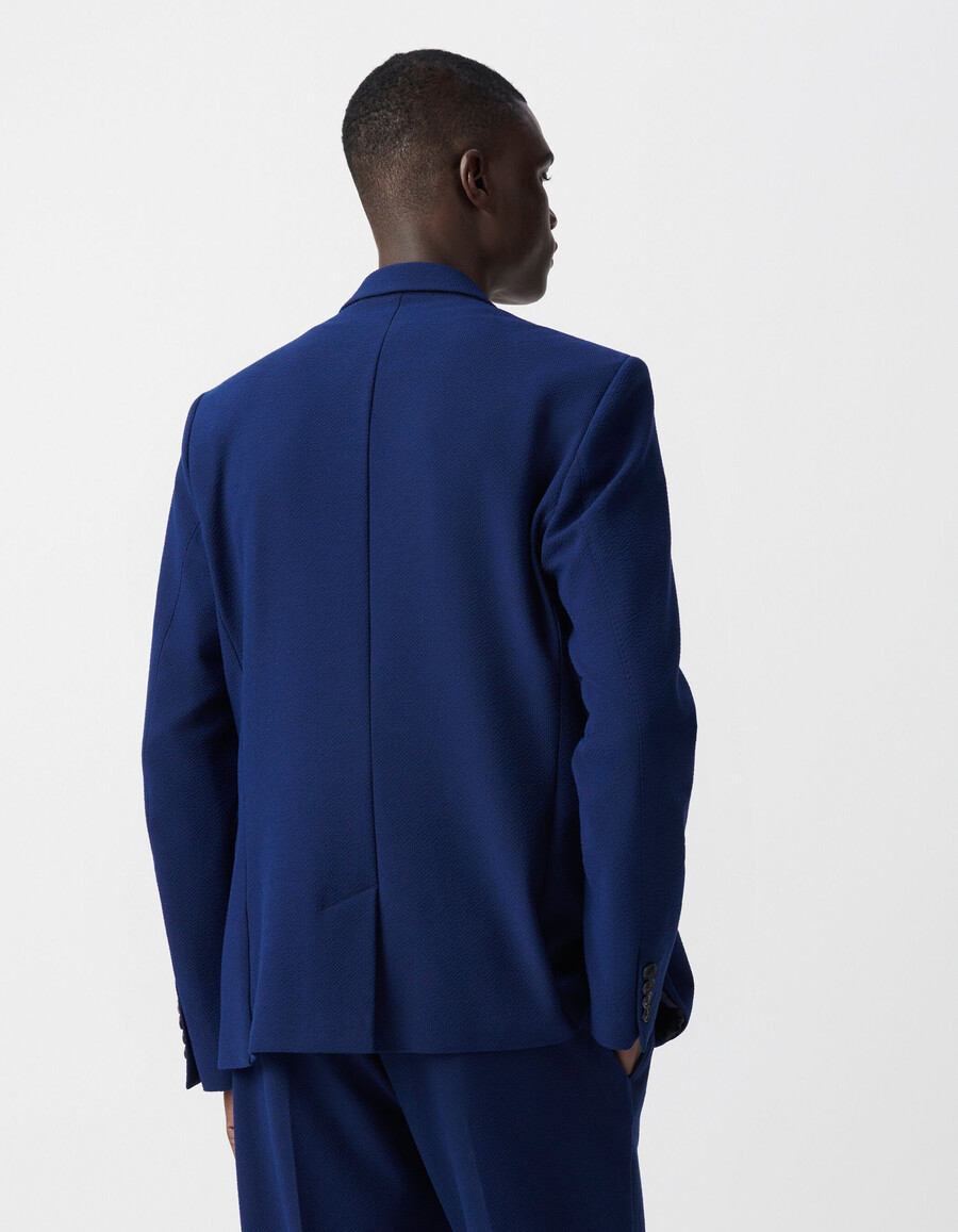 chaqueta de traje de seersucker índigo para hombre