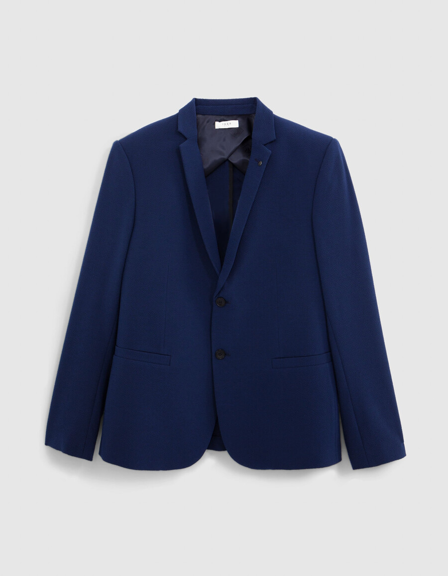 chaqueta de traje de seersucker índigo para hombre