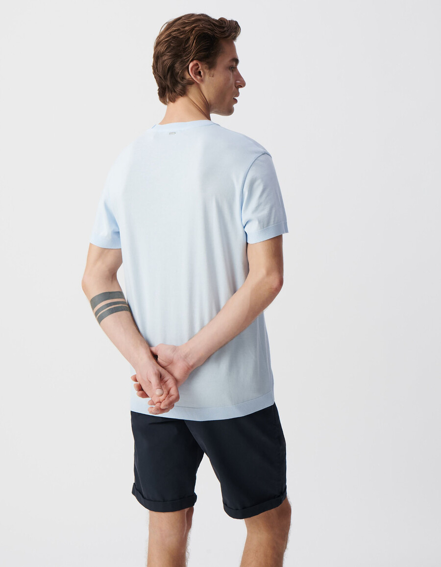 camiseta de cuello redondo de algodón modal sky para hombre