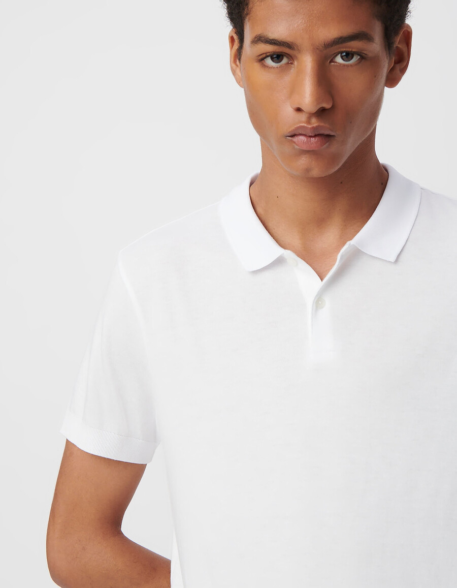 polo blanco de algodón modal para hombre