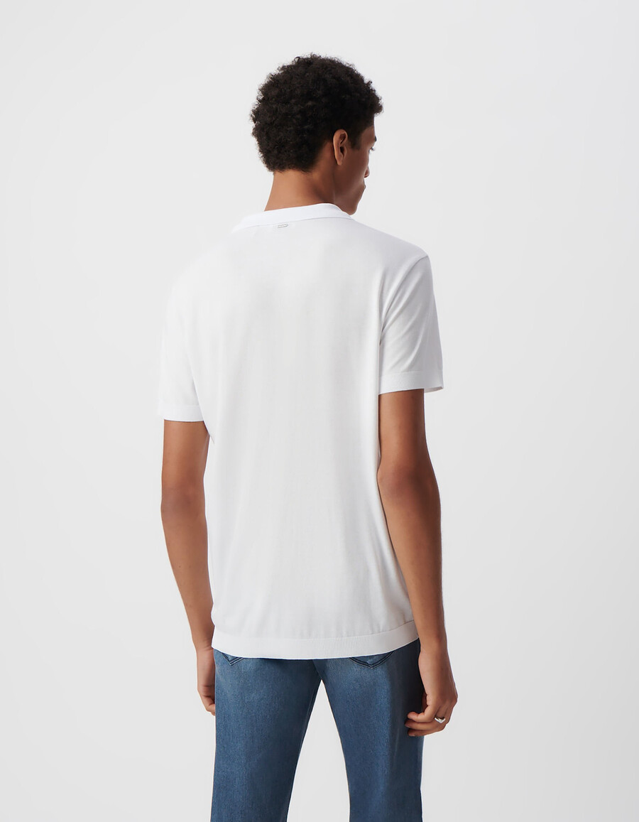 polo blanco de algodón modal para hombre