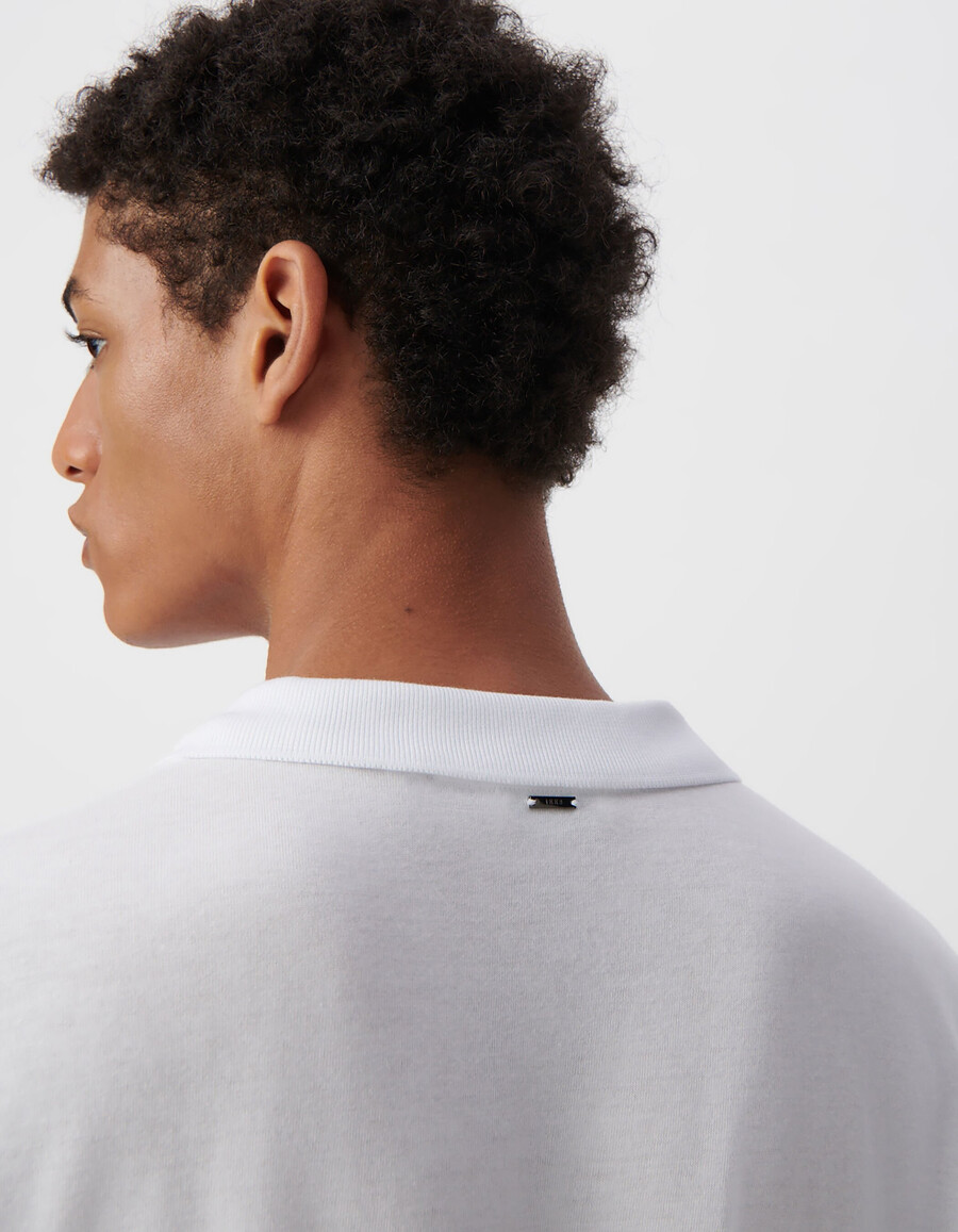 polo blanco de algodón modal para hombre