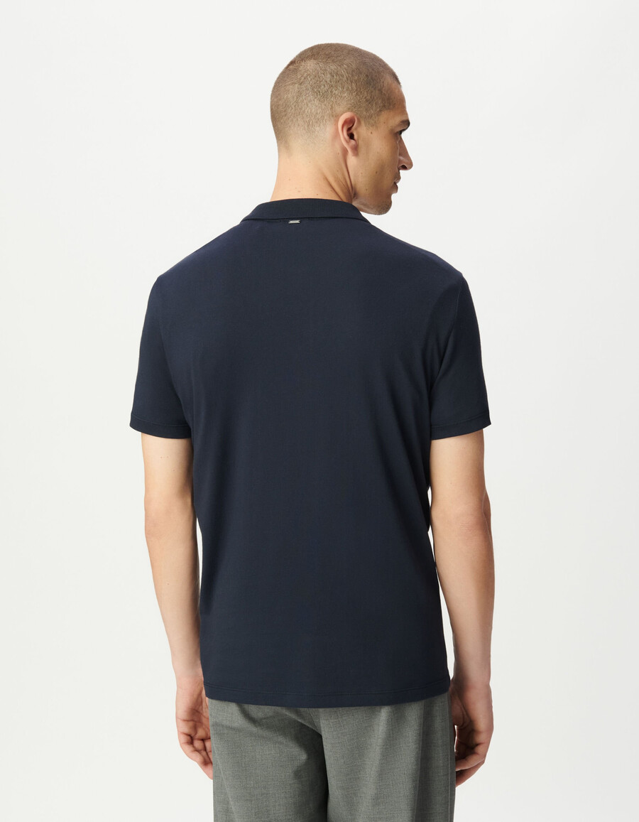 polo de algodón modal azul para hombre