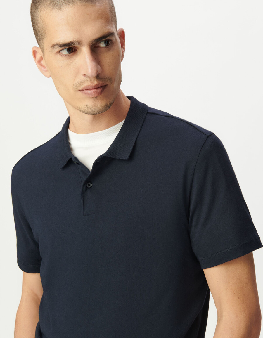 polo de algodón modal azul para hombre