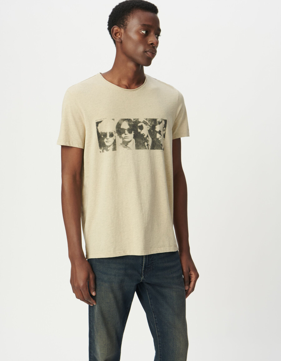 camiseta beige para hombre con foto de cuatro caras