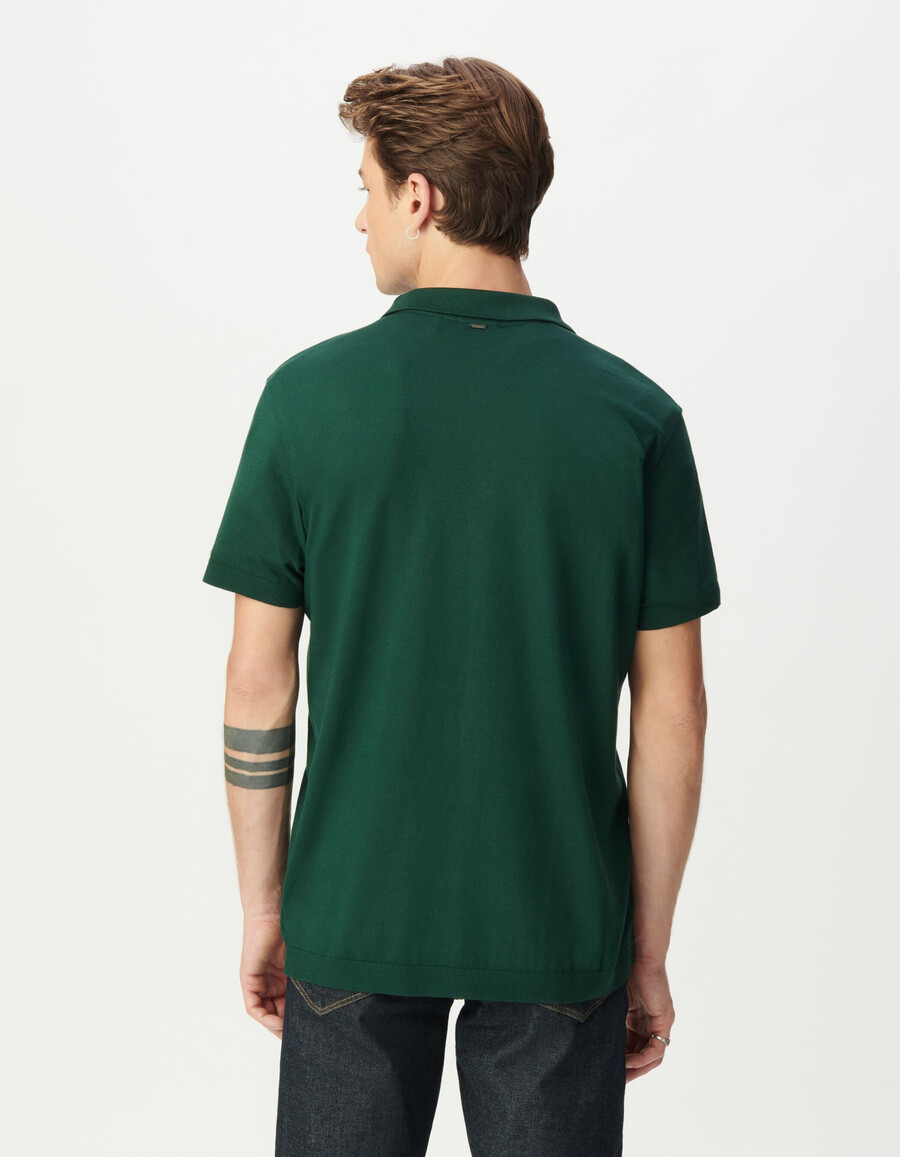 polo de manga corta de algodón modal verde para hombre