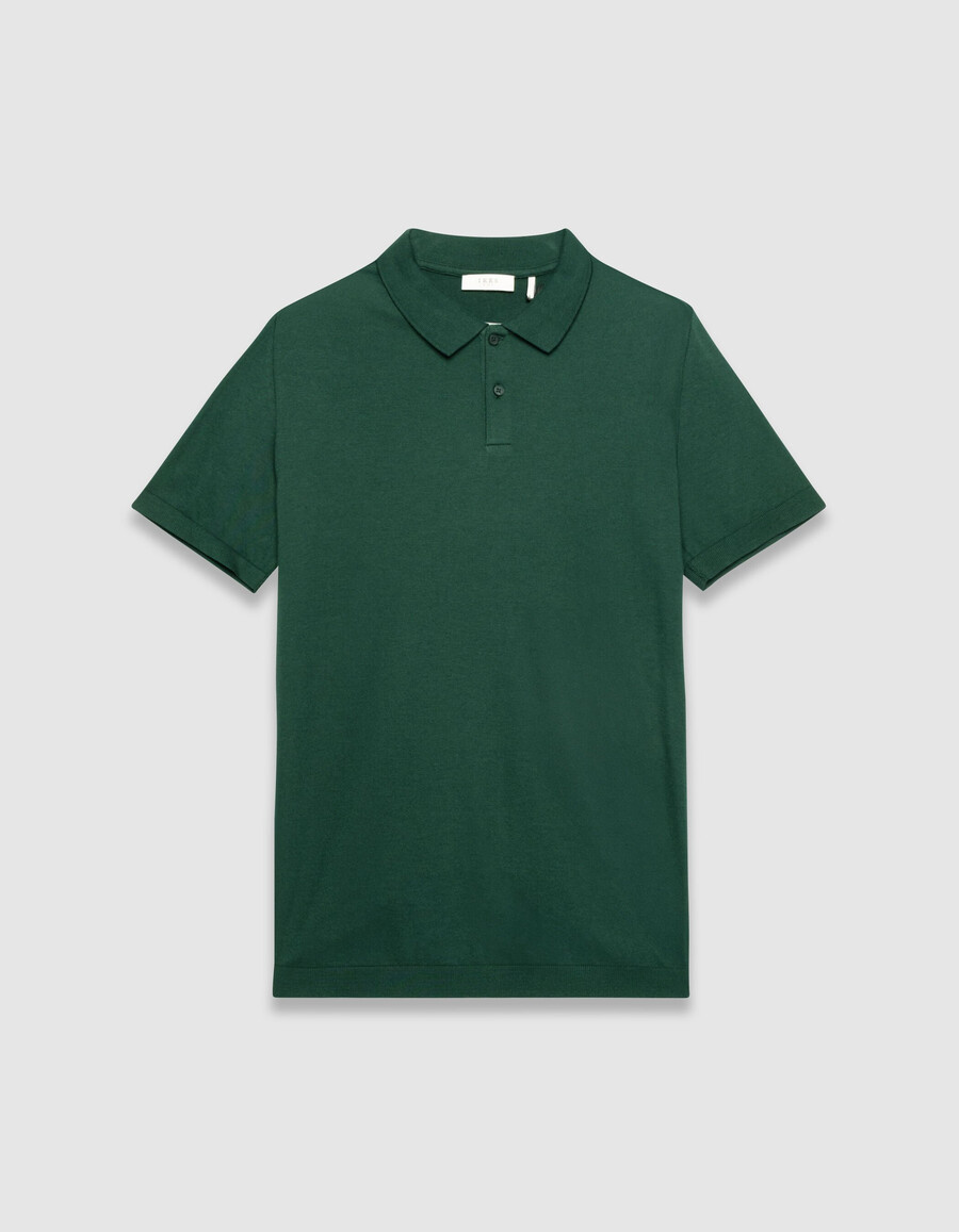 polo de manga corta de algodón modal verde para hombre