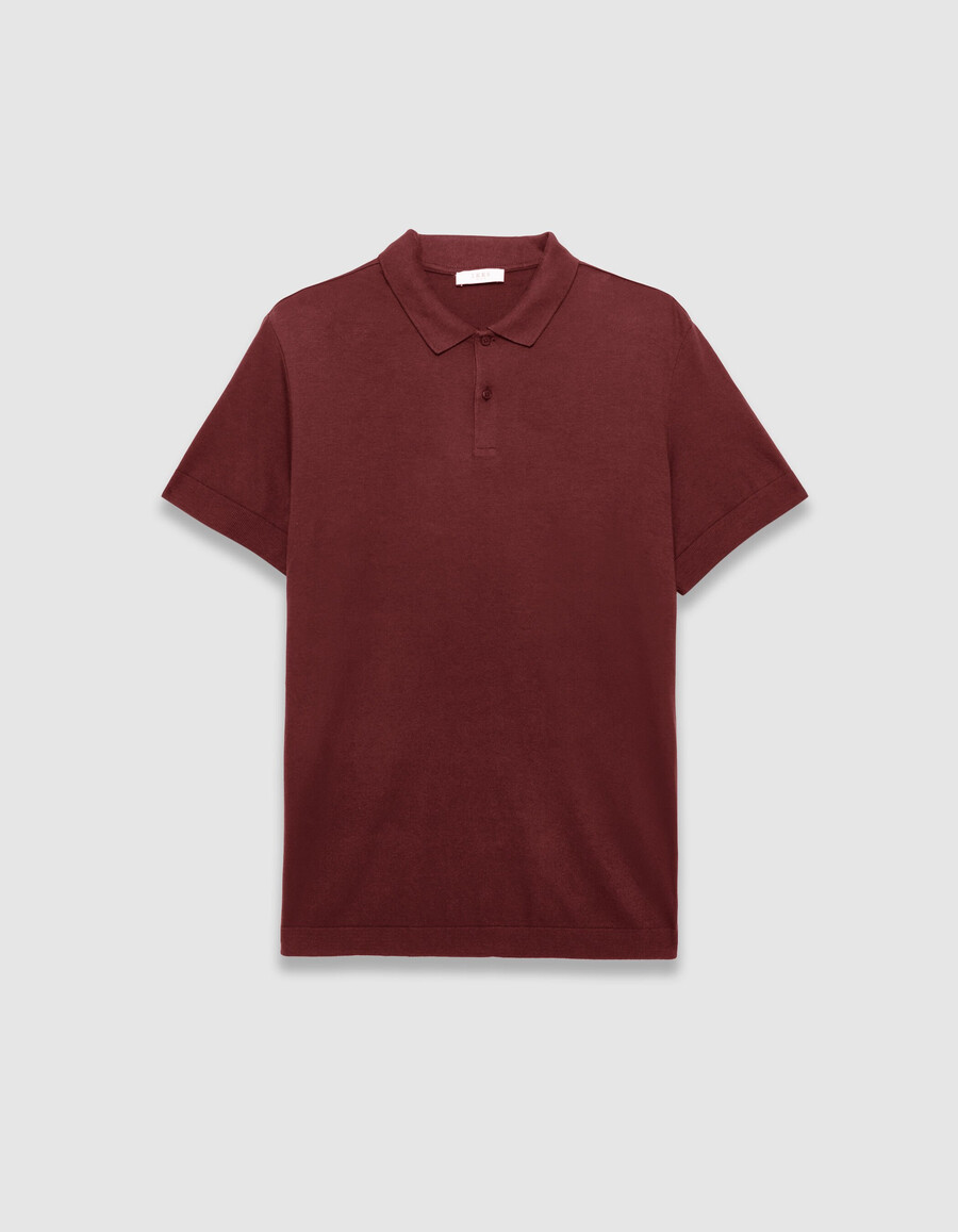 polo de manga corta de algodón modal burdeos para hombre
