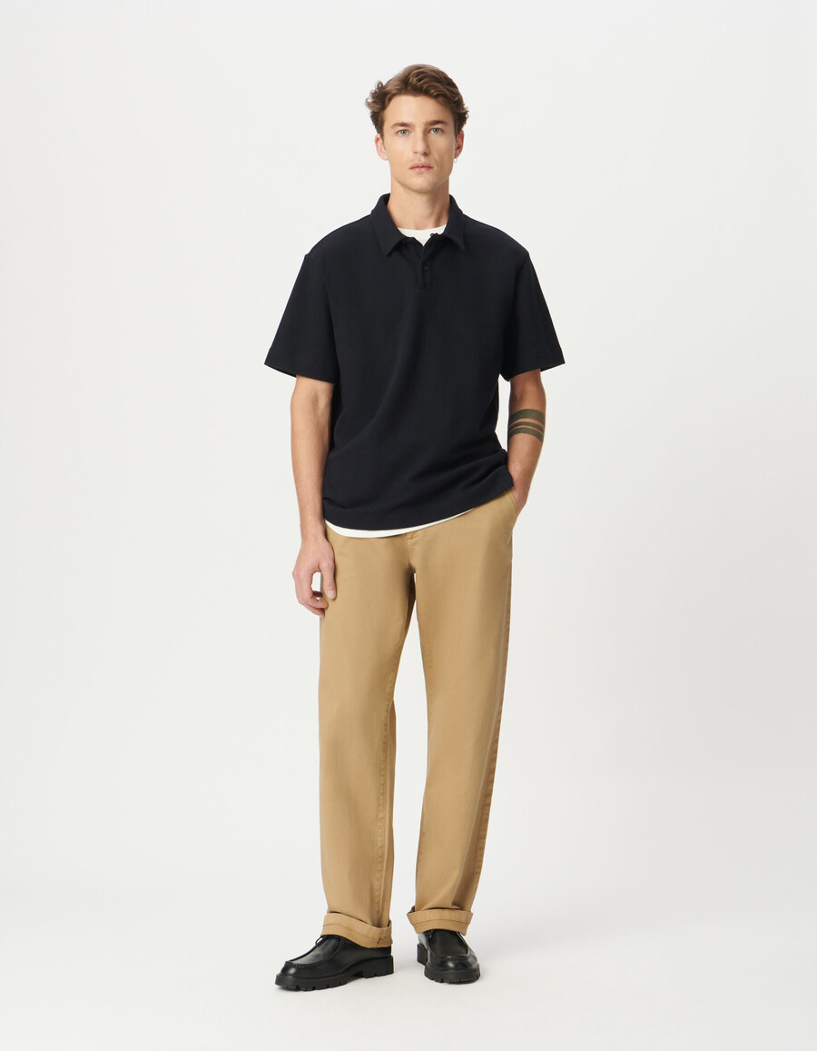 polo de punto piqué azul marino para hombre