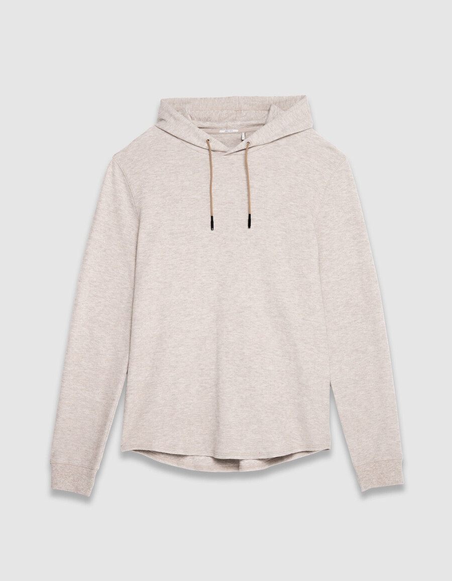 camiseta con capucha de malla en relieve beige para hombre