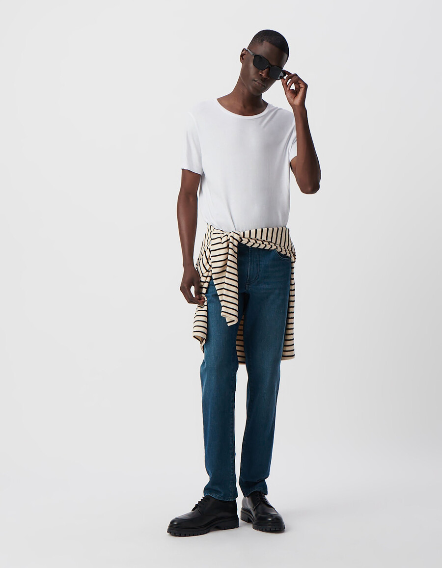 camiseta blanca de algodón modal para hombre