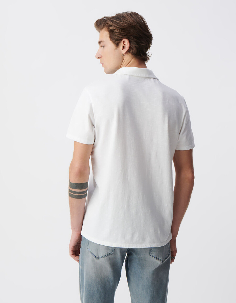 camiseta básica blanca de algodón orgánico flameado para hombre