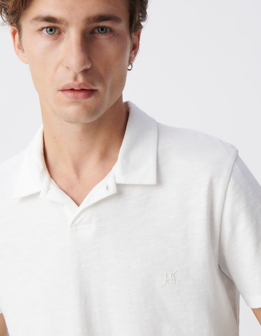 camiseta básica blanca de algodón orgánico flameado para hombre