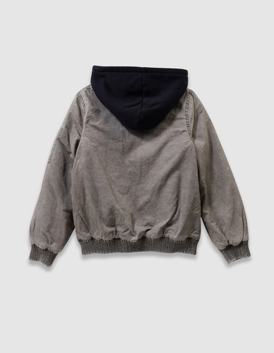 chaqueta bomber caqui con capucha desmontable para niño