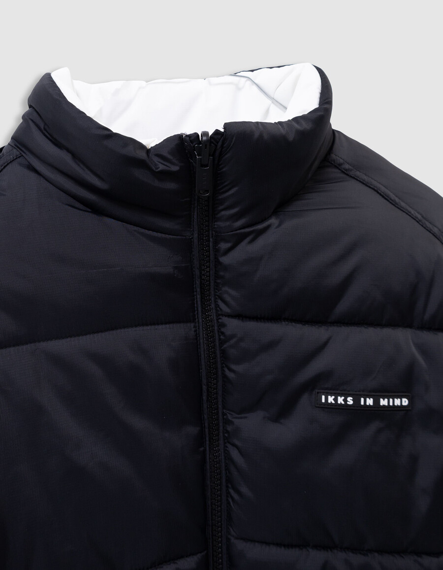 chaqueta acolchada reversible para niño con capucha desmontable