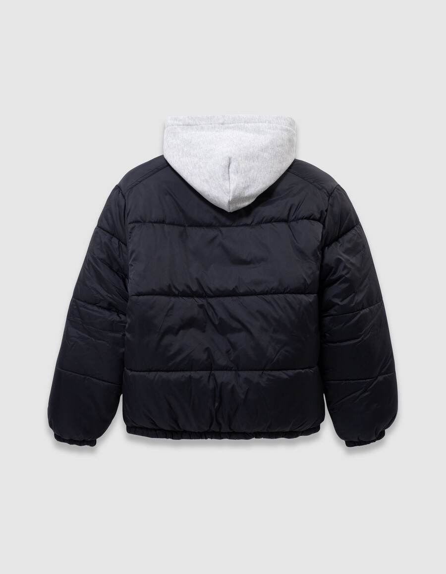 chaqueta acolchada reversible para niño con capucha desmontable