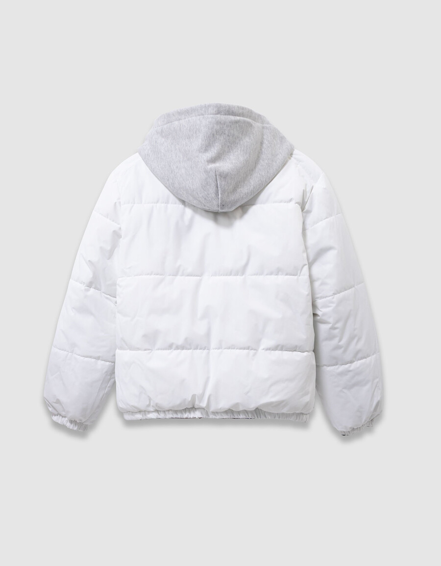 chaqueta acolchada reversible para niño con capucha desmontable