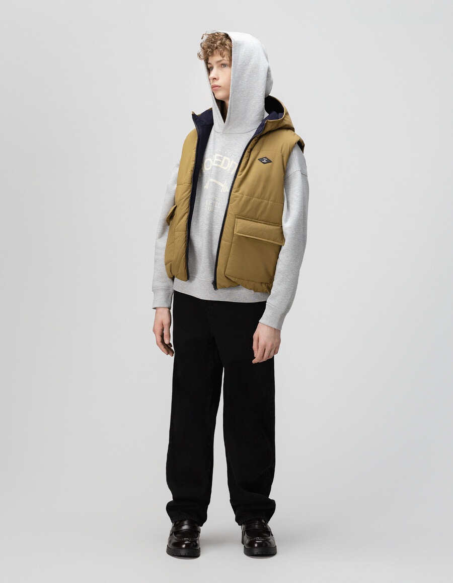 parka azul marino 3 en 1 y chaqueta acolchada reversible para niño
