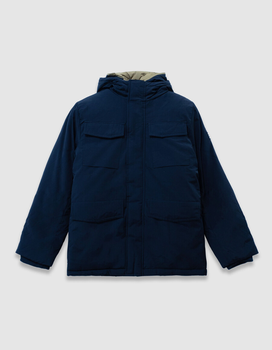 parka azul marino 3 en 1 y chaqueta acolchada reversible para niño