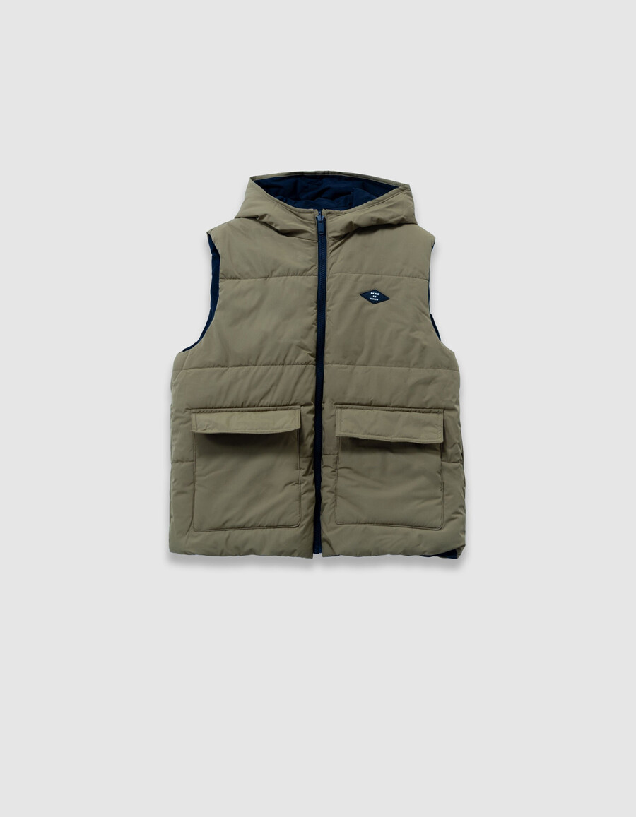 parka azul marino 3 en 1 y chaqueta acolchada reversible para niño