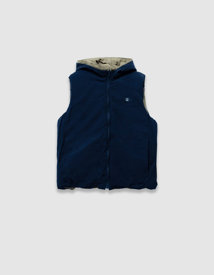 parka azul marino 3 en 1 y chaqueta acolchada reversible para niño